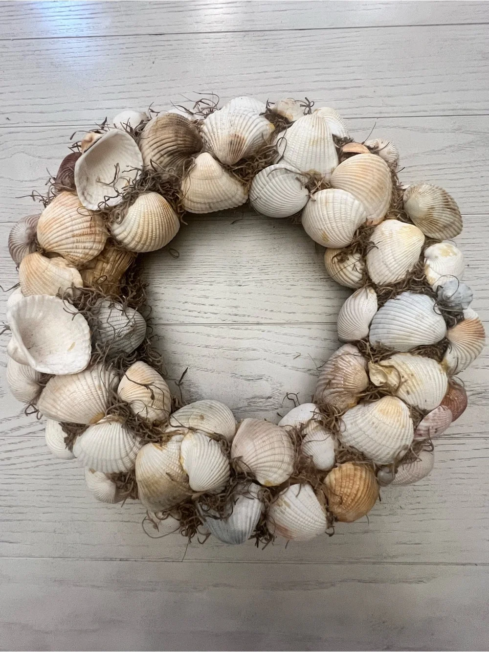 Handmade Seaside Shell Wreath - Natural White & Cream- 12”